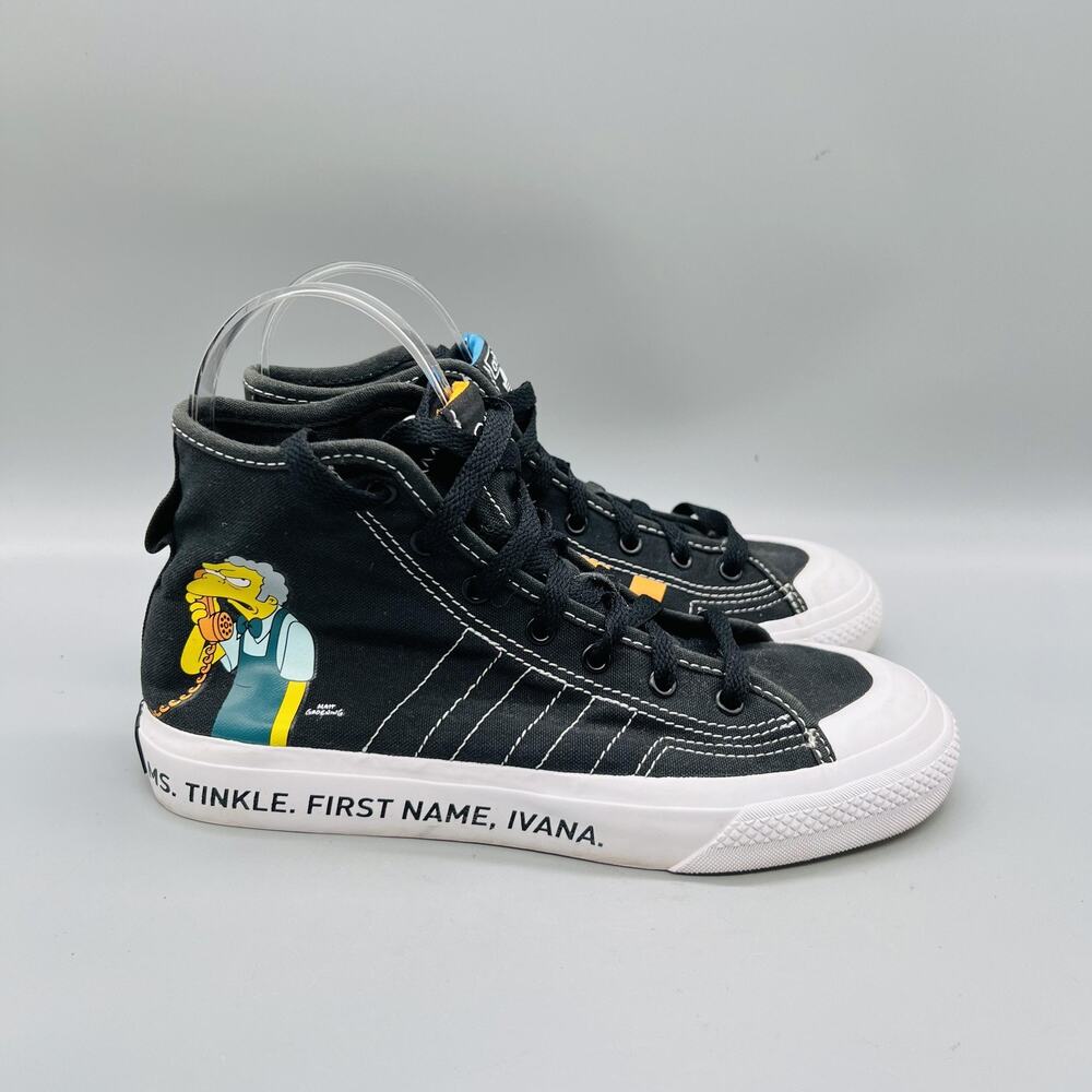 Adidas Shoes Boys Girls 5 Black Canvas Nizza Simpsons Bart Moe High Top Sneaker